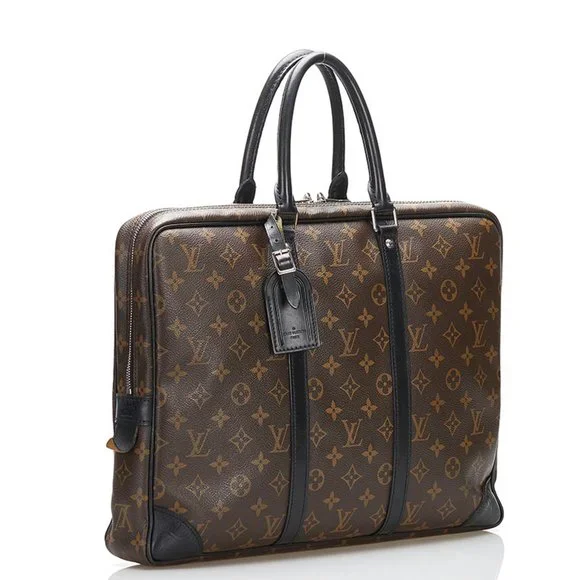 Louis Vuitton Monogram Macassar Porte Document Voyage Bag M40225 Brown Black ... - Picture 2 of 10